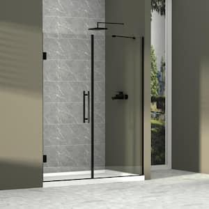 58-58 2/1in. W x 71 in. H Semi-Frameless Double Hinges Shower Door in Matte Black,Tempered Glass,Reversible Installation