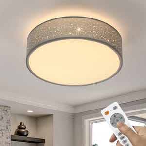 15 in. Modern Blue Integrated LED Dimmable Novelty Star Cloth Cover Flush Mount Ceiling Light Fixture for Bedroom