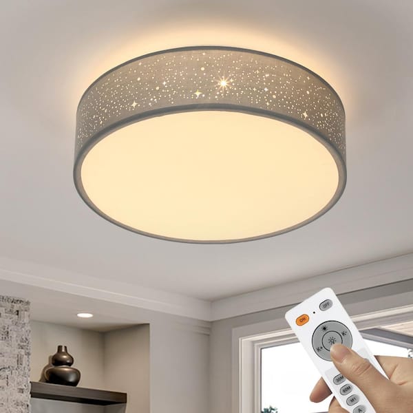 TOZING 15 in. Modern Blue Integrated LED Dimmable Novelty Star Cloth Cover Flush Mount Ceiling Light Fixture for Bedroom