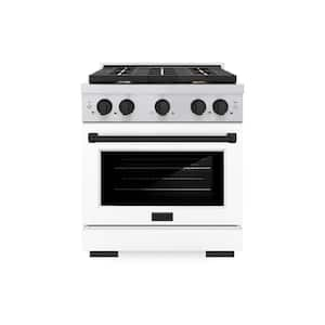 Autograph Edition 30 in. 4-Burner Freestanding Gas Range and Convection Oven in White Matte and Black Matte