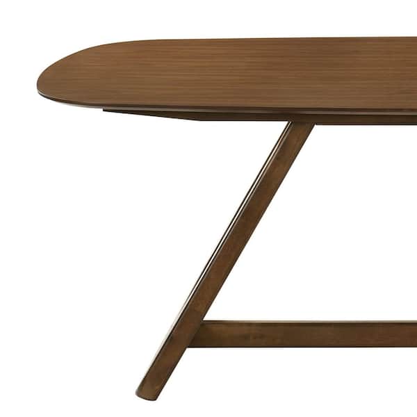 Acme Furniture Crest Walnut Wood 94 in. Trestle Base Dining Table