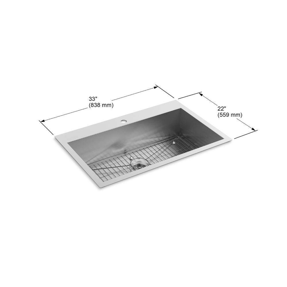 Vault 33" Stainless Steel Single Bowl Drop-in Kitchen Sink