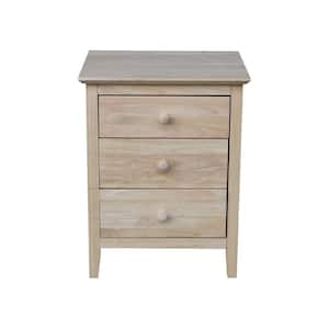Unfinished Solid Wood 3-Drawer Nightstand