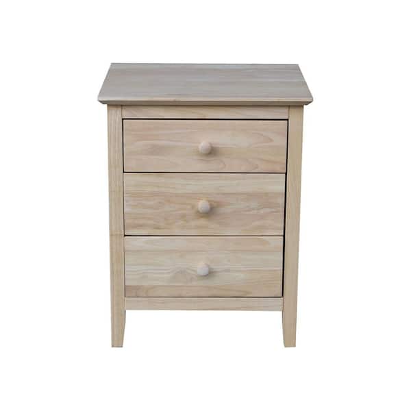 International Concepts Unfinished Solid Wood 3-Drawer Nightstand