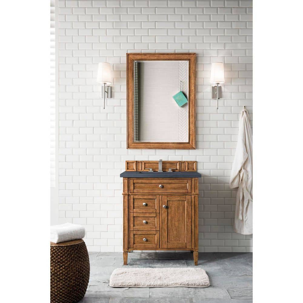 Brittany 30.0 in. W x 23.5 in. D x 34 in. H Bathroom Vanity in Saddle Brown with Charcoal Soapstone Quartz Top price history on PriceWatchPro