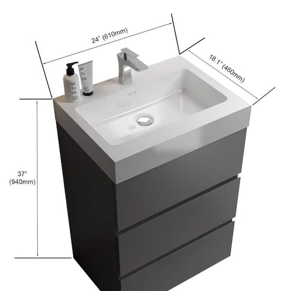 24 Triadsville Corner Shape White Bathroom Sink Vanity With Marble Top -  Model # CF-47533GT