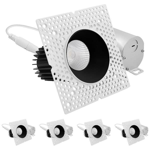 3 in. Trimless Recessed Light with Integrated LED Trim, 15W, 1100LM, 5CCT, 60°, Dimmable, IC Rated White + Black 4 Pack