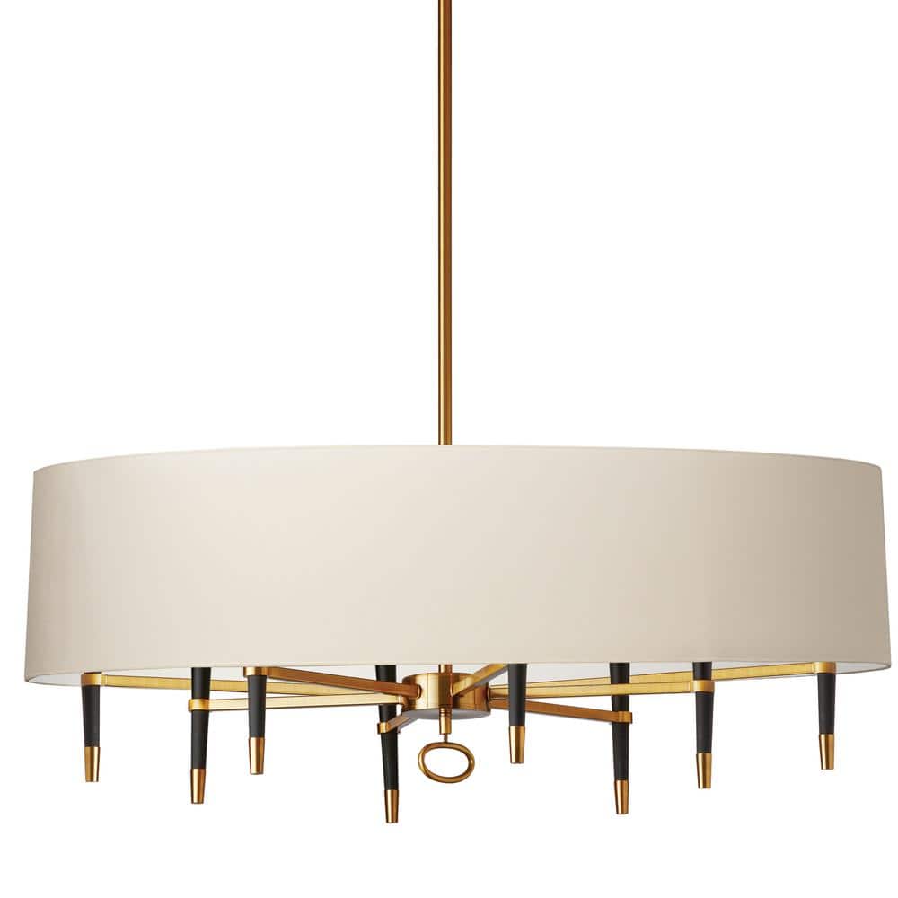Langford Bronze 8-Light Chandelier with Cream Drum Shade