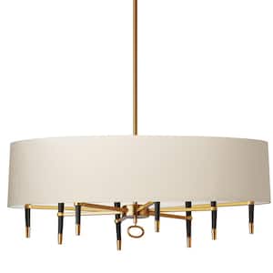 Langford 8-Light Vintage Bronze Chandelier with Fabric Shades