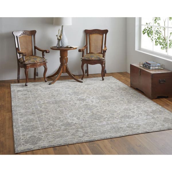 12 x 15 Gray, Ivory Solid Color Area Rug