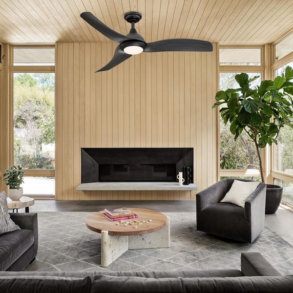 Teagan 52 in. Integrated LED Brushed Black Ceiling Fan with Light and Remote Control