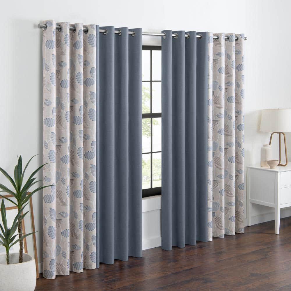 Sky Blue Polyester Blackout Grommet Window Panel