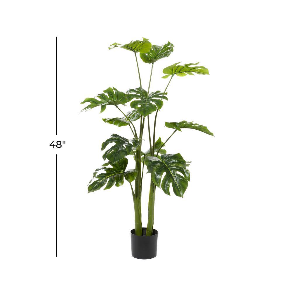 48" Green Artificial Monstera Plant in Black Pot