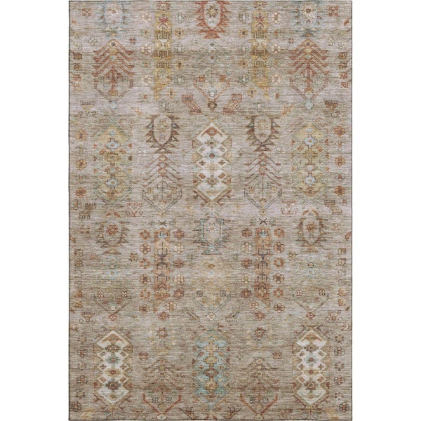 Mayfield Premium Machine Washable Abstract AMF2047 Beige 3 ft. x 4 ft. Area Rug