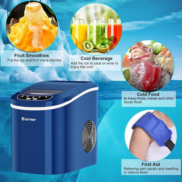 Costway Portable Compact Electric Ice Maker Machine Mini Cube 26lb/Day ABS  Navy, 9.5'' x 13.5'' x 13'' - Kroger