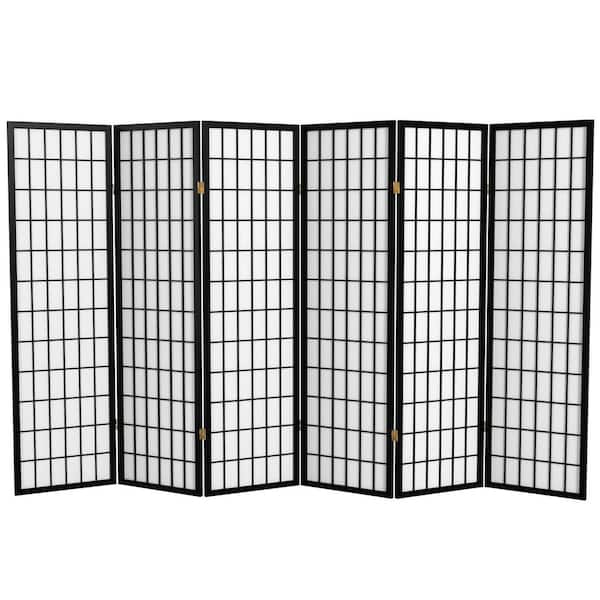 Oriental Furniture 5 ft. Black 6-Panel Room Divider