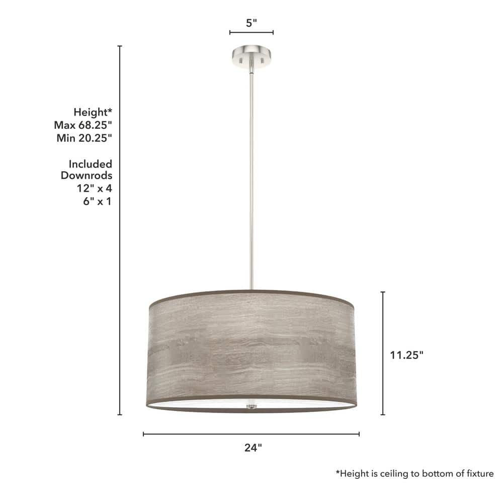 Solhaven 24'' Light Gray Oak & Brushed Nickel Modern Pendant Light