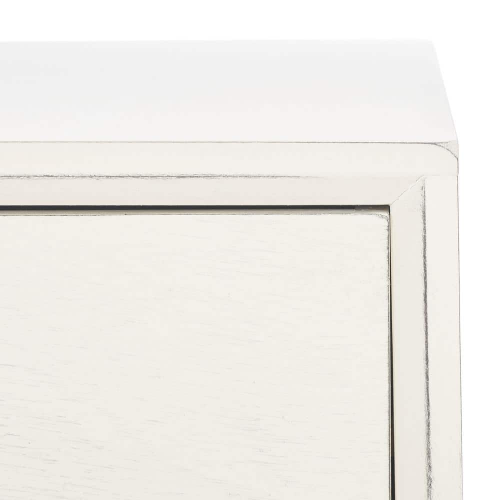 Distressed White Mid-Century Writing Desk with Drawer