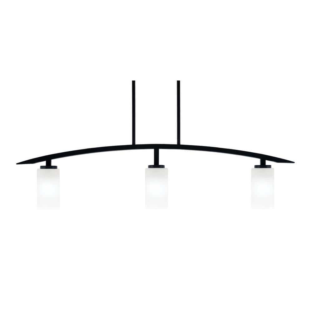Siena 41 in. 3-Light Matte Black Chandelier with 3.5 in. Square White Marbl