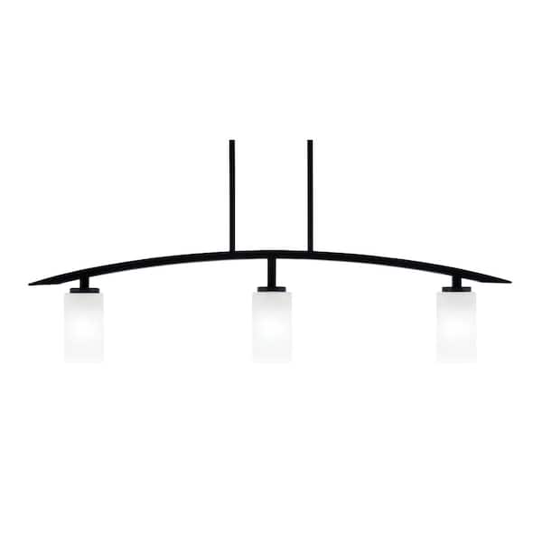 Unbranded Siena 41 in. 3-Light Matte Black Chandelier with 3.5 in. Square White Marble Glass Shades No Bulbs Included