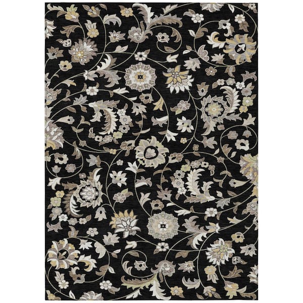 Chantille Machine Washable Indoor/Outdoor Abstract ACN1006 Black 10 ft. x 14 ft. Area Rug