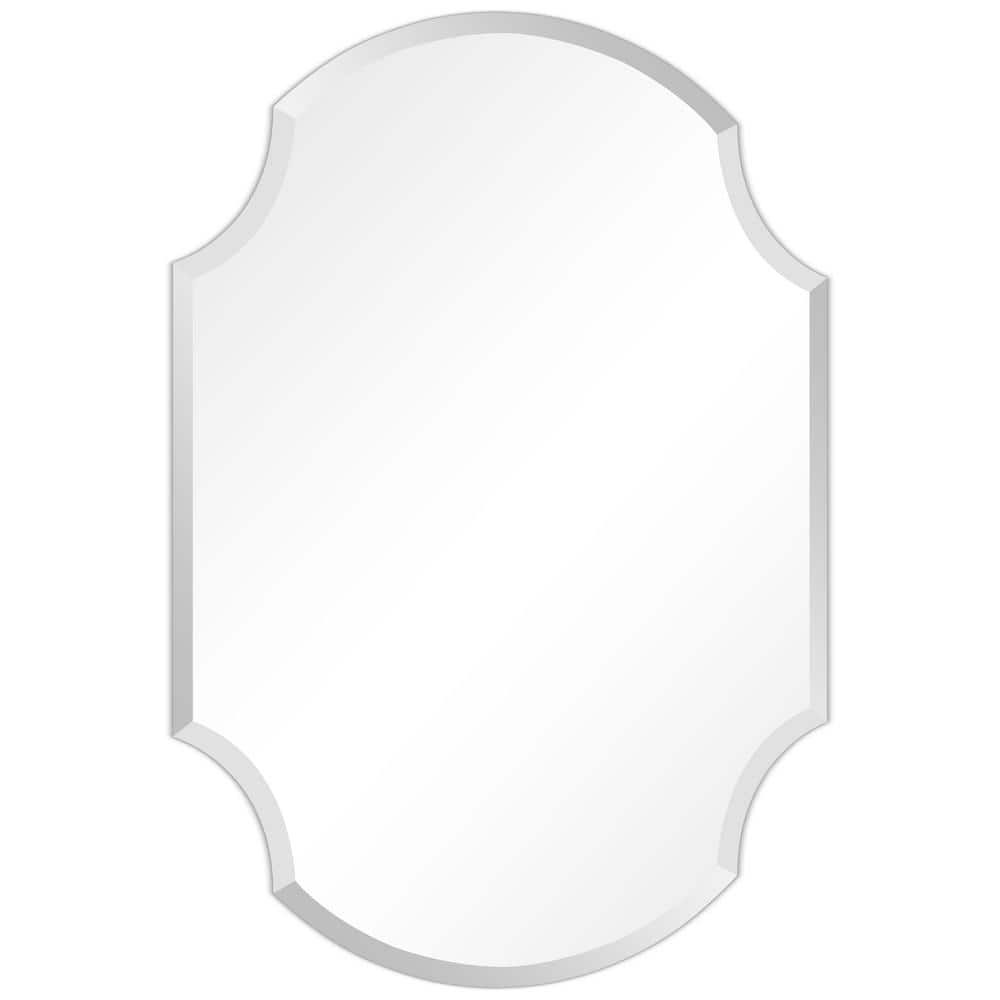 Frameless Beveled Rectangular Black Matte Bathroom Mirror, 28" x 38"