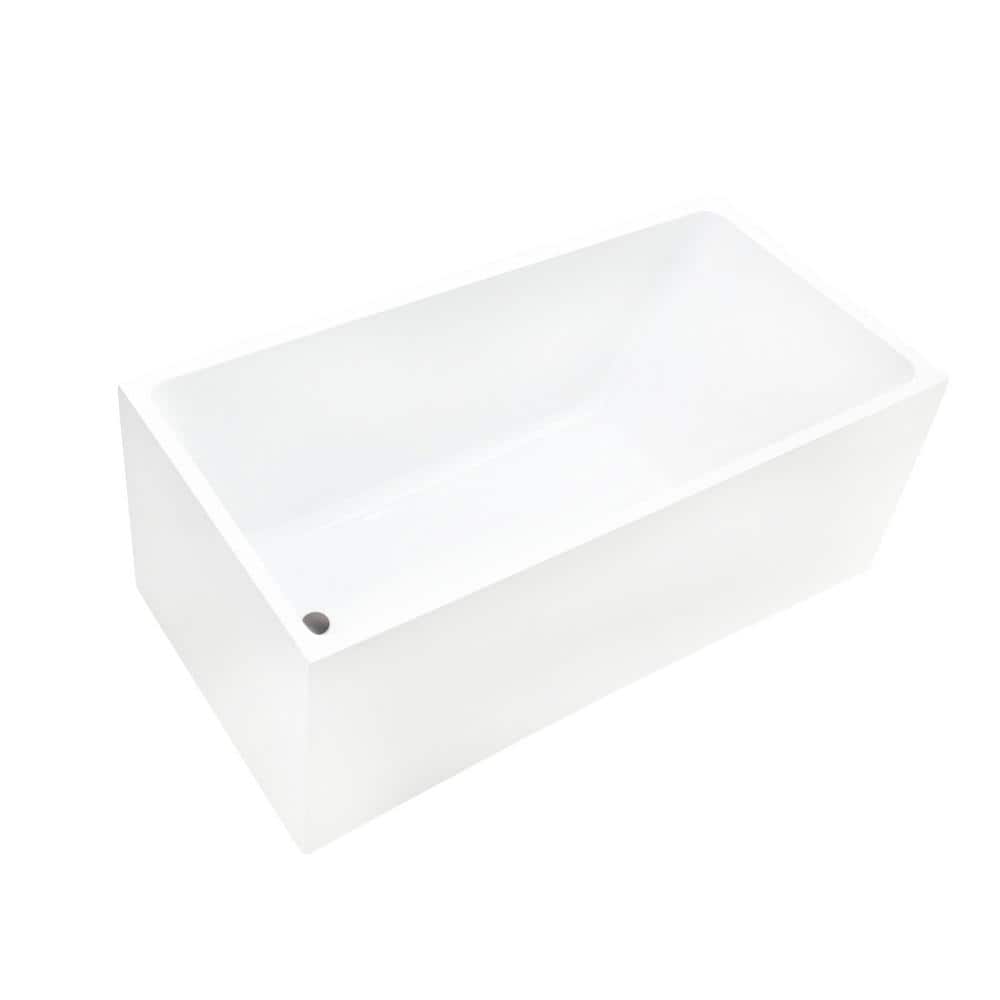 47" White Acrylic Freestanding Soaking Bathtub
