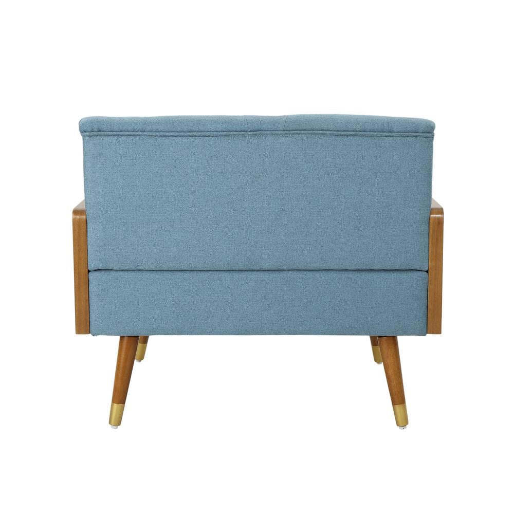 Blue and Walnut Mid-Century Modern Club Chair