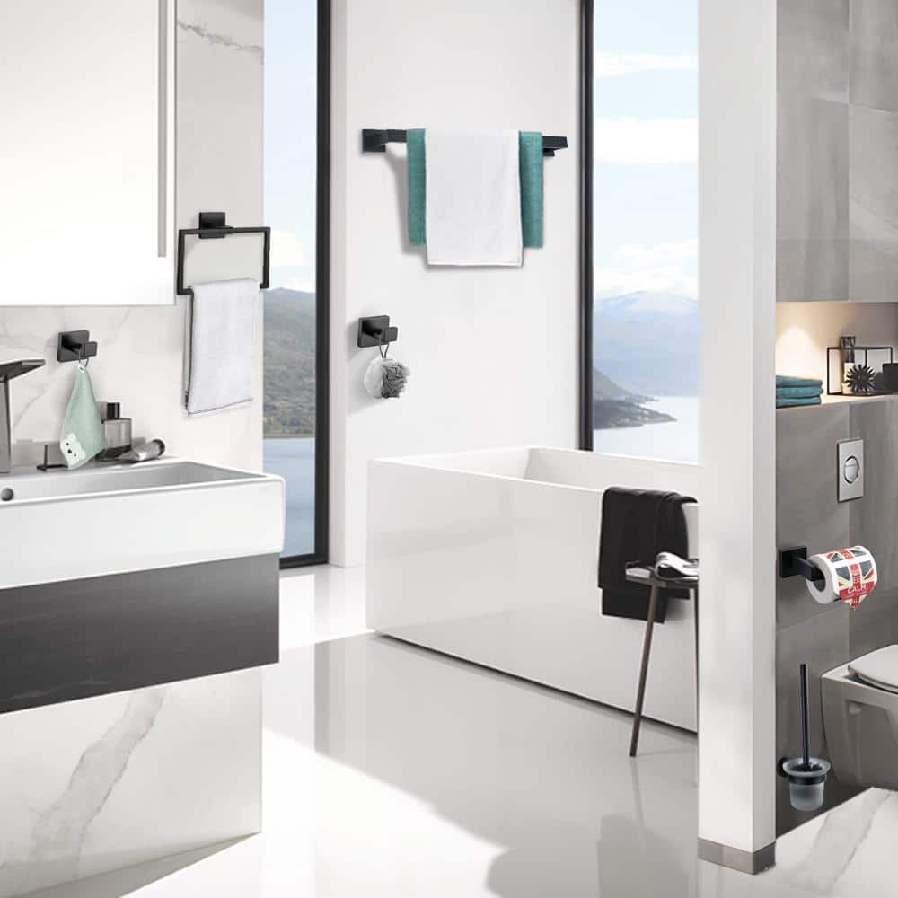 Matte Black 5-Piece Stainless Steel Bathroom Hardware Set