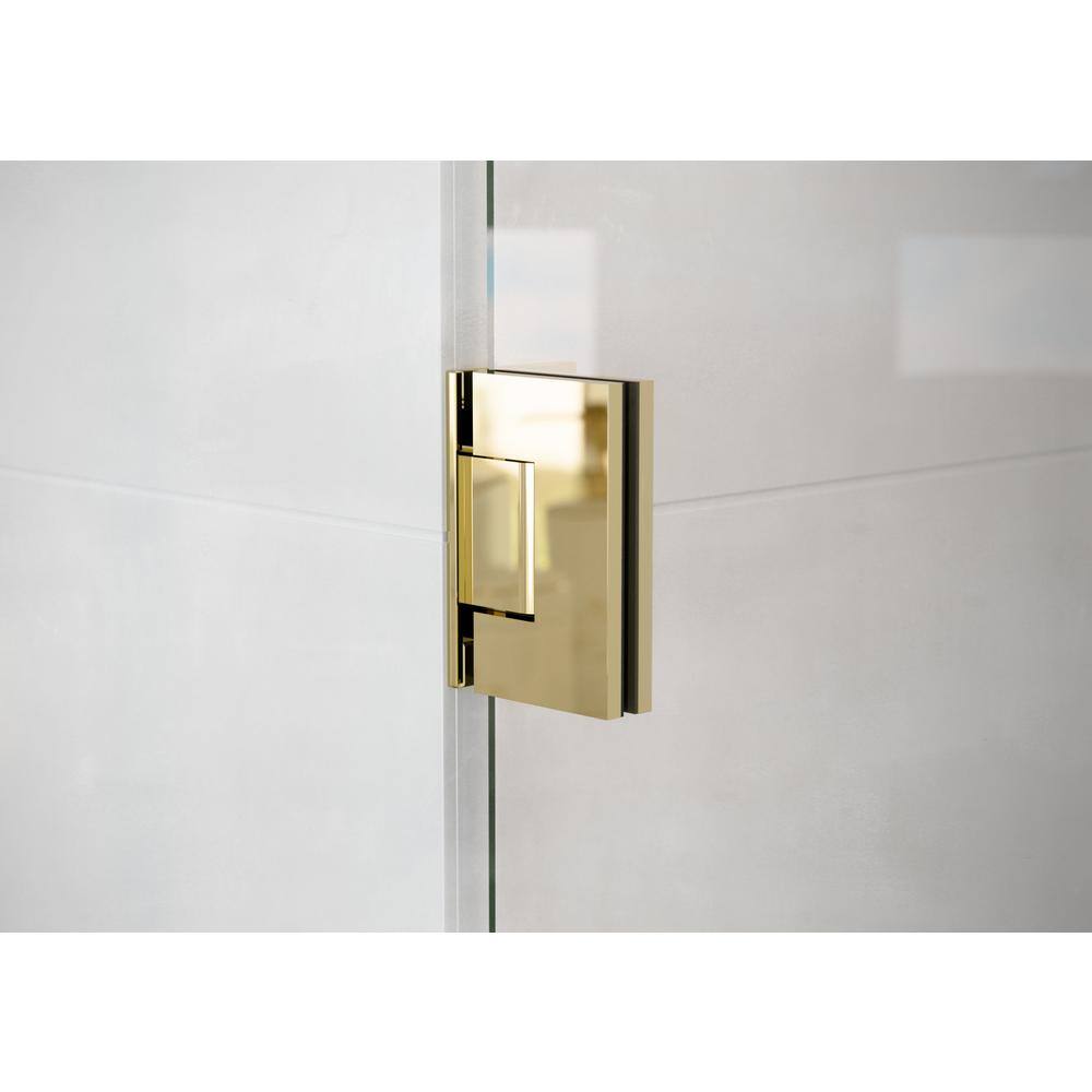 Polished Brass Frameless Glass Shower Door, 36.5" x 78"