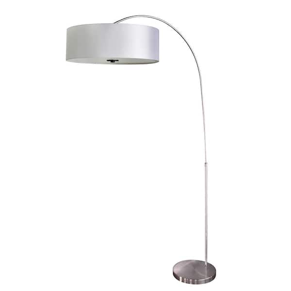 Filament Design 65 in. Chrome Floor Lamp with Pristine White Fabric Shade