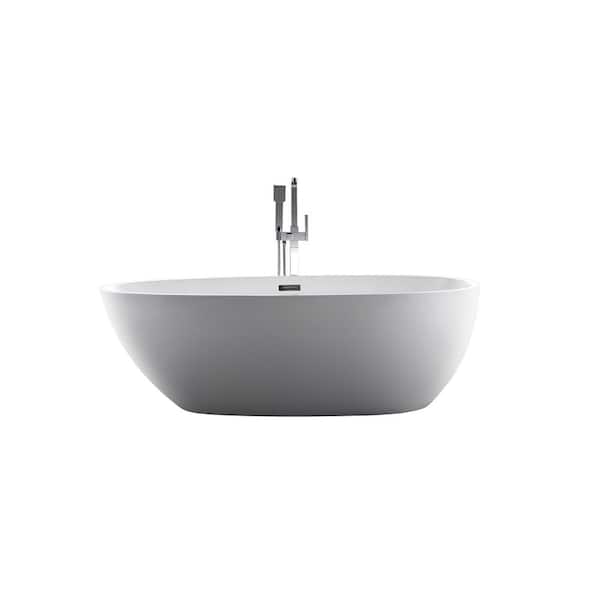 A&E Dalia 67 in. Acrylic Flatbottom Bathtub in White