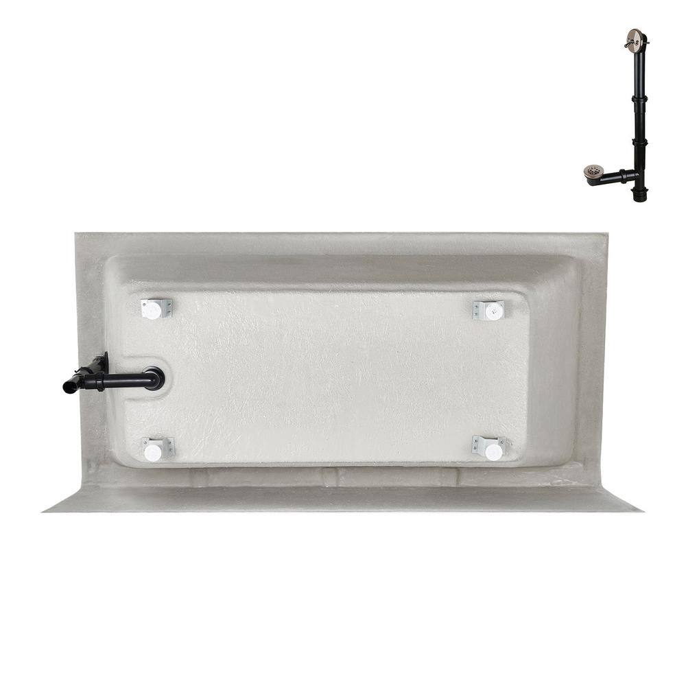 Glossy White Acrylic Right-Hand Drain Alcove Bathtub with Brushed Nickel Drain