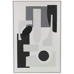 1- Panel Abstract Textured Framed Wall Art Print with Various Geometric Shapes and Black Accents 59 in. x 40 in.