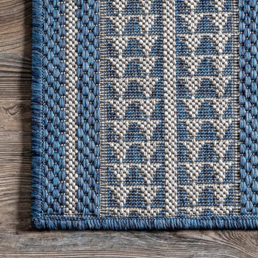Blue Rectangular Synthetic Easy Care Indoor/Outdoor Rug