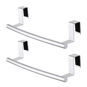 Double Over The Door Towel Rack Over Cabinet Towel Holder for Kitchen and Bathroom in Polished Steel