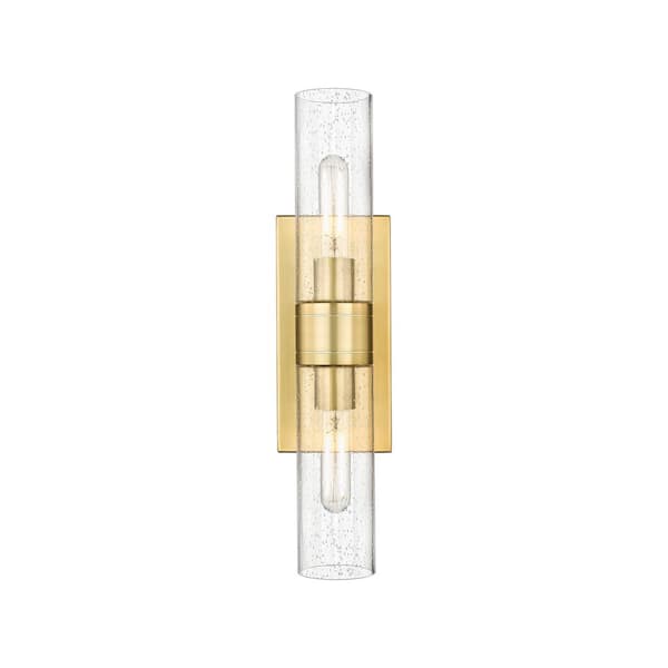 Innovations Ballston Urban 18 in. 2-Light Satin Gold Vanity Light with Glass Shade