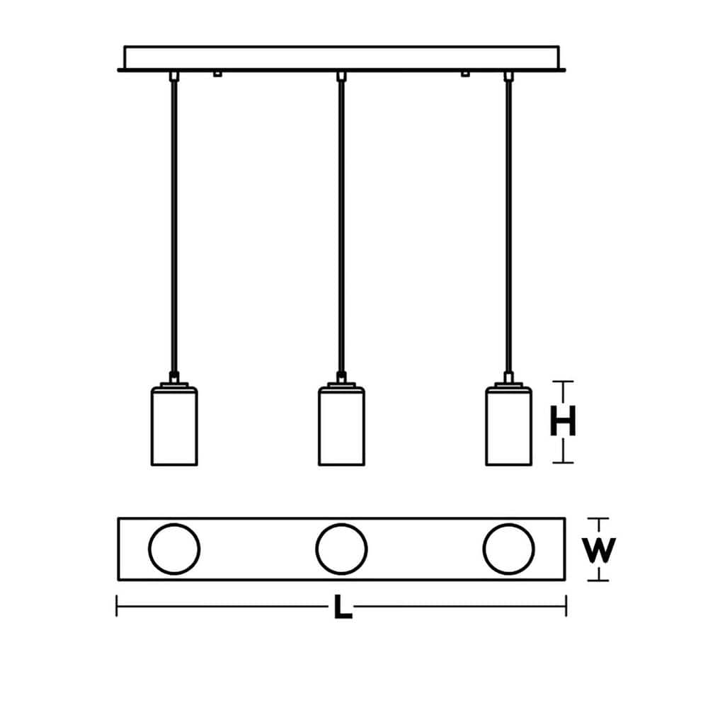 Leo Light Antique Brass 3-Light Glass Cylinder Pendant