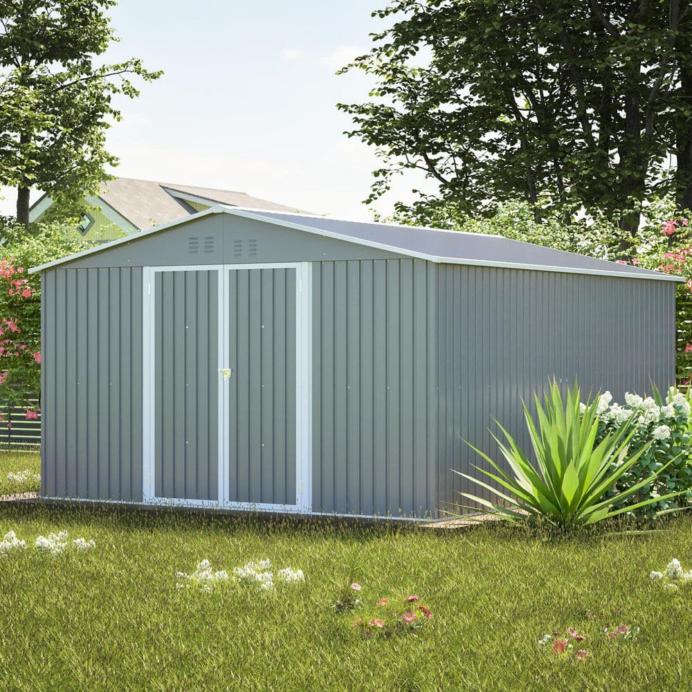Thanaddo 11 ft. W x 13 ft. D Outdoor Galvanized Metal Tool Storage
