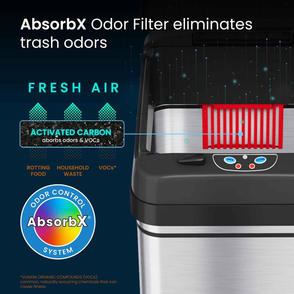 13 Gallon Brushed Stainless Steel Touchless Trash Can