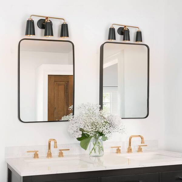 Zevni Modern Transitional 22.5 in. 3-Light Flat Black Wall Sconce