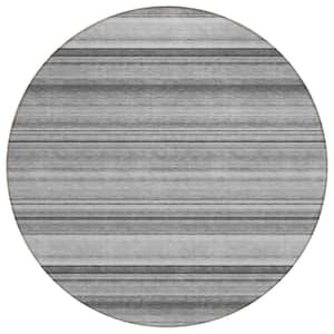Chantille ACN529 Gray 8 ft. x 8 ft. Round Machine Washable Indoor/Outdoor Geometric Area Rug