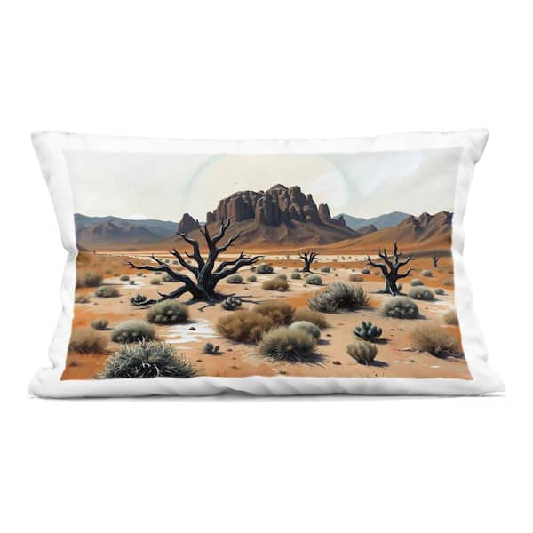 Cottonwood Desert Mesas Brown Print Zipper Polyester 14 in. x 20 in. Throw Pillow