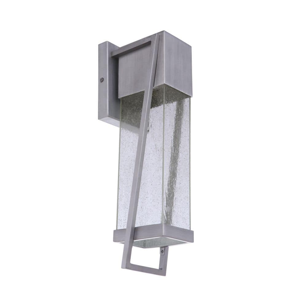Brushed Titanium LED Outdoor Wall Lantern with Clear Seeded Glass