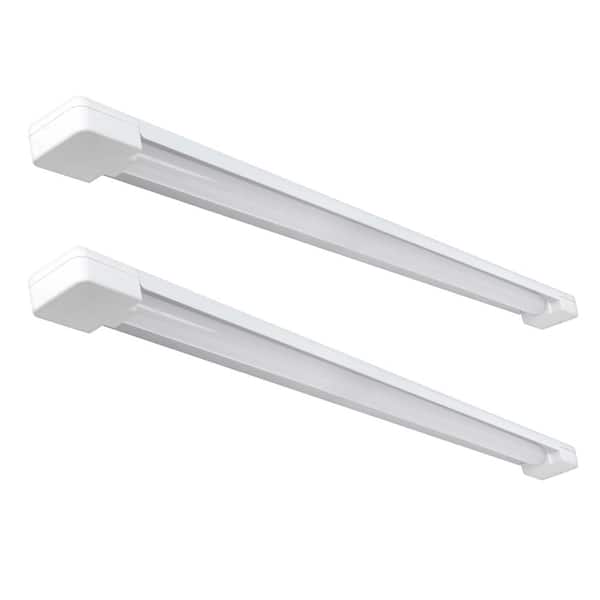 Commercial Electric 3 ft. 1-Light 30-Watt Integrated LED White Utility Shop Light with Power Cord (2-Pack)