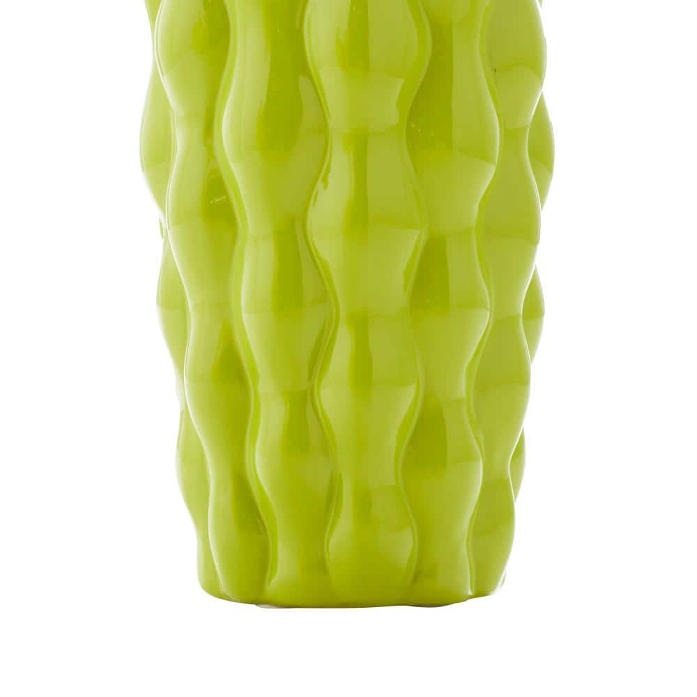 Coastal Charm 18" Trumpet Ceramic Vase Trio in Yellow, Orange, and Green