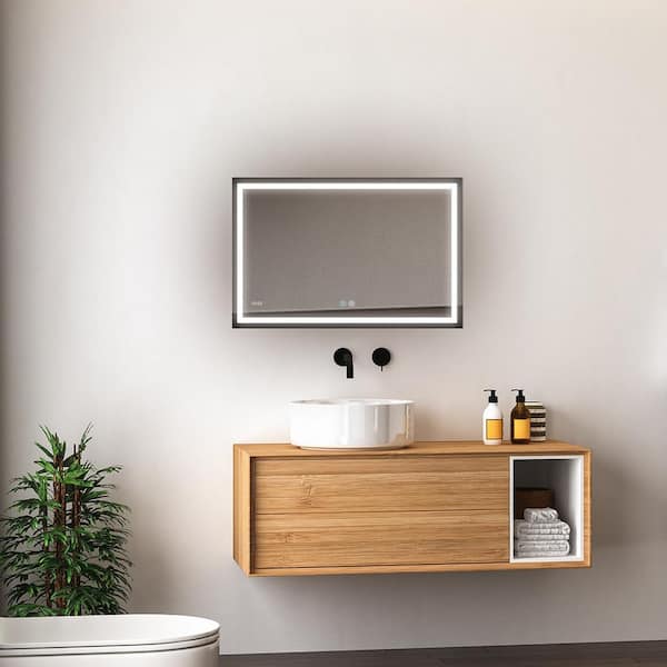 Daytona 40.00 in. W x 30.00 in. H Rectangular Frameless Wall Mount LED Light Bathroom Vanity Mirror with Mirror Defogger