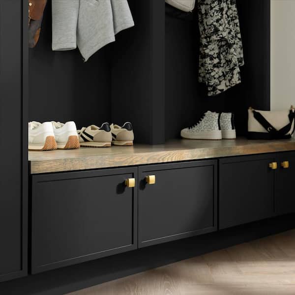 Leyton 18 in. W x 24 in. D x 16.5 in. H Ready To Assemble Plywood Slim Shaker Drawer Bench Base Cabinet in Raven Black