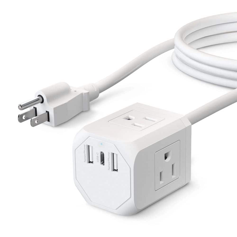 3-Outlet Multi-Port Power Strip Surge Protector with USB-C & 2 USB-A and 5 ft. Extension Cord for Home & Office, White price history on PriceWatchPro
