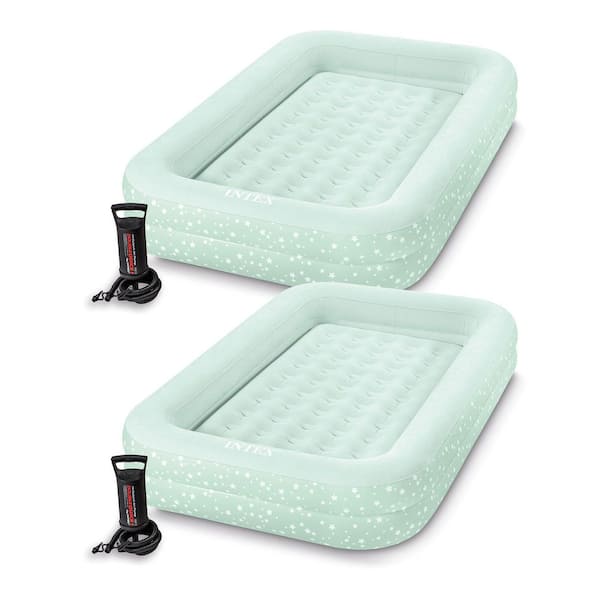 Intex Twin Kidz Inflatable Raised Frame Camping Air Mattress with Hand Pump (2-Pack)